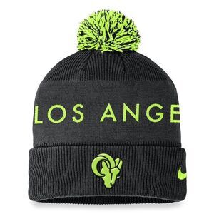 Los Angeles Rams Volt Cuffed Knit Beanie Hat with Pom Men's NFL Neon Brand New